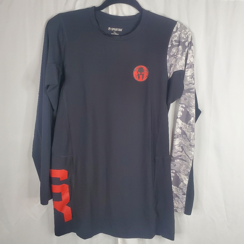 ♧ Spartan Athletic Long Sleeve Tee Size XXL Black and Red